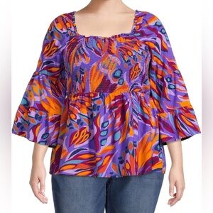 NWOT Terra & Sky Colorful Women's Blouse